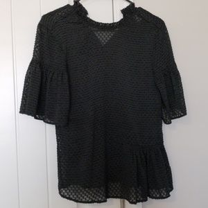 H&M dark green top with flutter sleeves